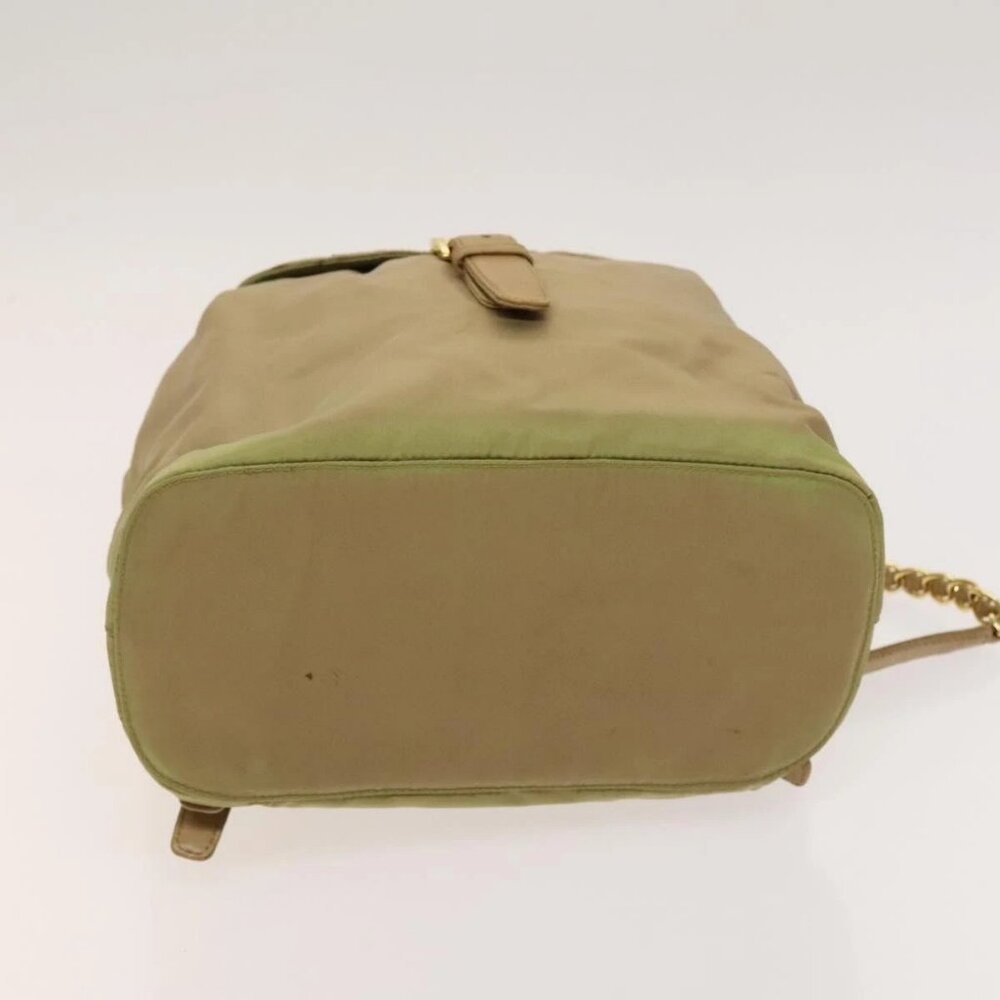 PRADA Chain Backpack Nylon Khaki Gold Auth - Picture 5 of 16